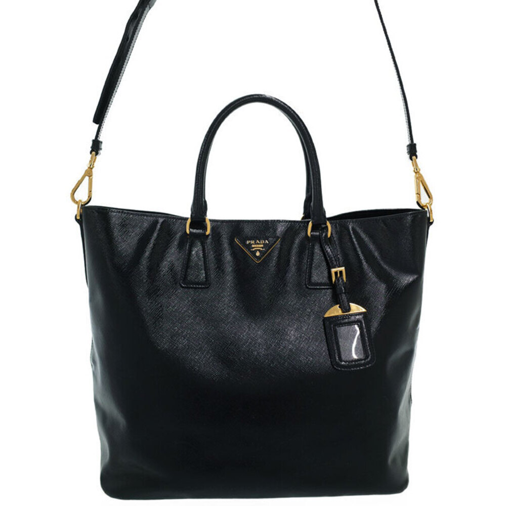 Prada Daino Tote Bag Shoulder Vitello Leather Black - Picture 2 of 9